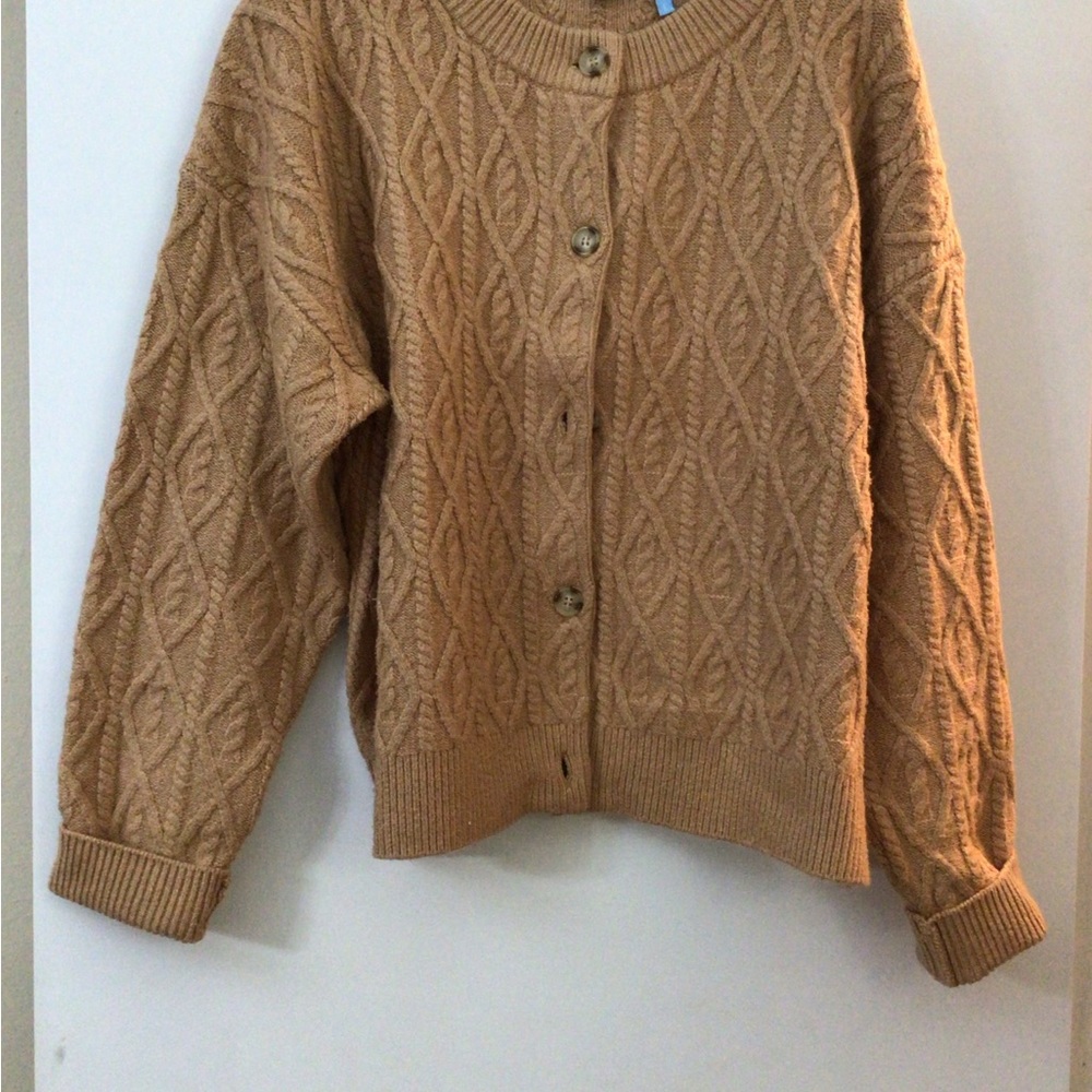 Draper James Camel Cable Knit Cardigan